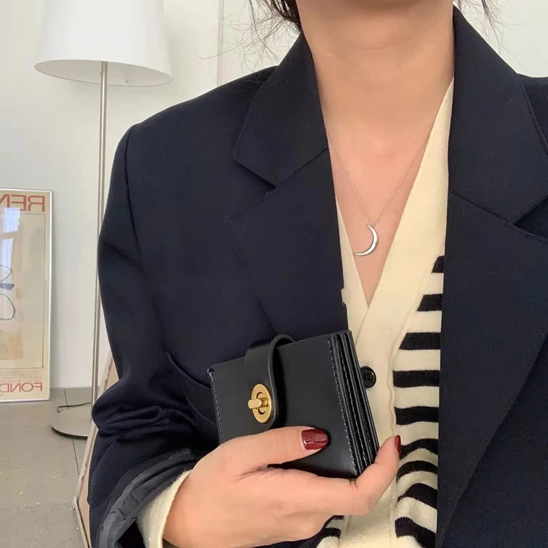 Chic Korea Solid Color Card Holder Vintage Casual Women Wallet PU Leather Female Purse Money Clip Wallet Ins Lady Coin Purse