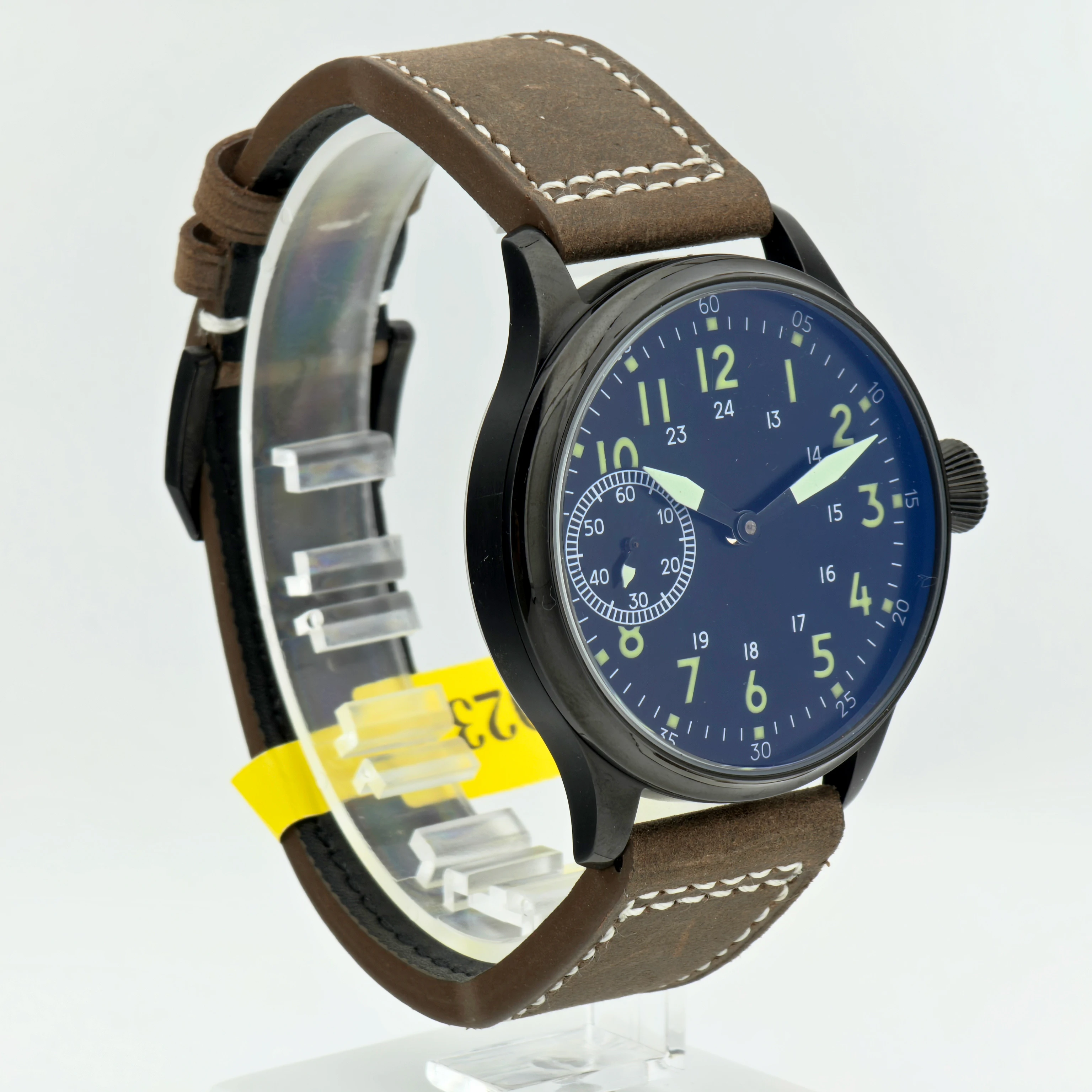 CORGEUT 44mm Men's Leather Luminous Mechanical Hand Winding Watch 17 Jewels ST3600 Movement Sport Wristwatch
