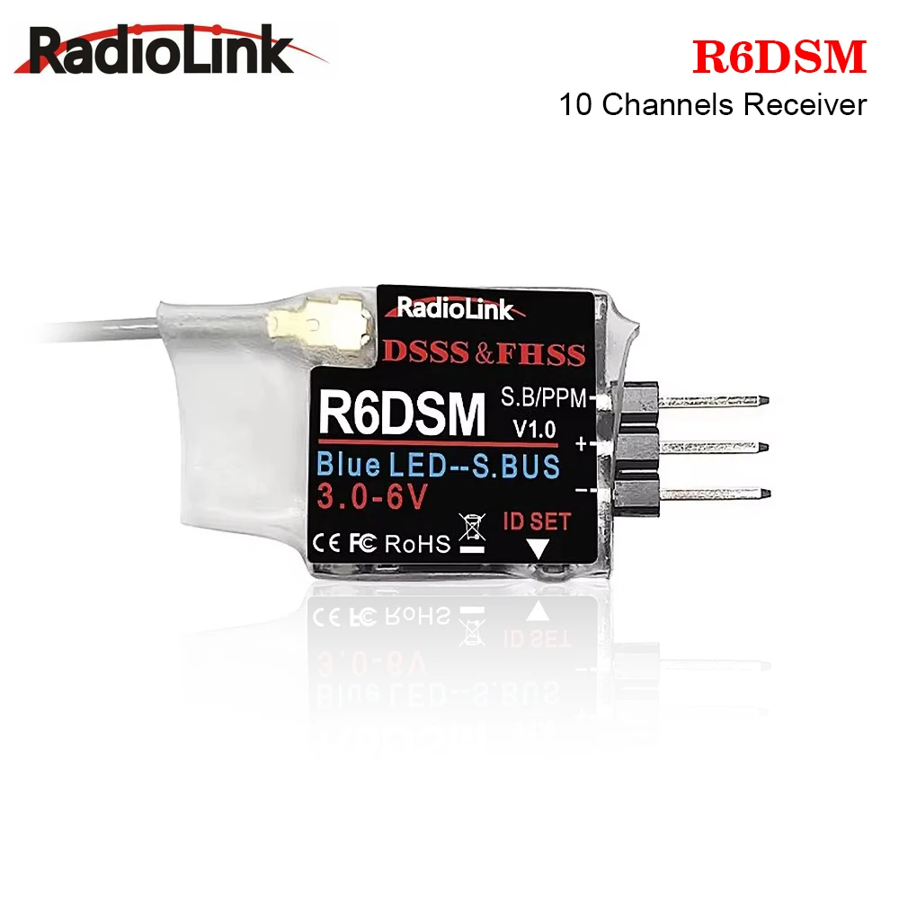 Radiolink R6DSM récepteur RC 2.4G 10CH SBUS/PWM ultra léger 1g pour drone FPV