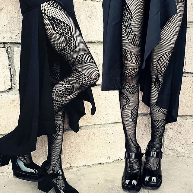 Snake Tights Women Stockings Punk Sexy Fishnet Pantyhose Harajuku Evil Snake  Jacquard Stocking Black Mesh Body Socks Leggings - AliExpress