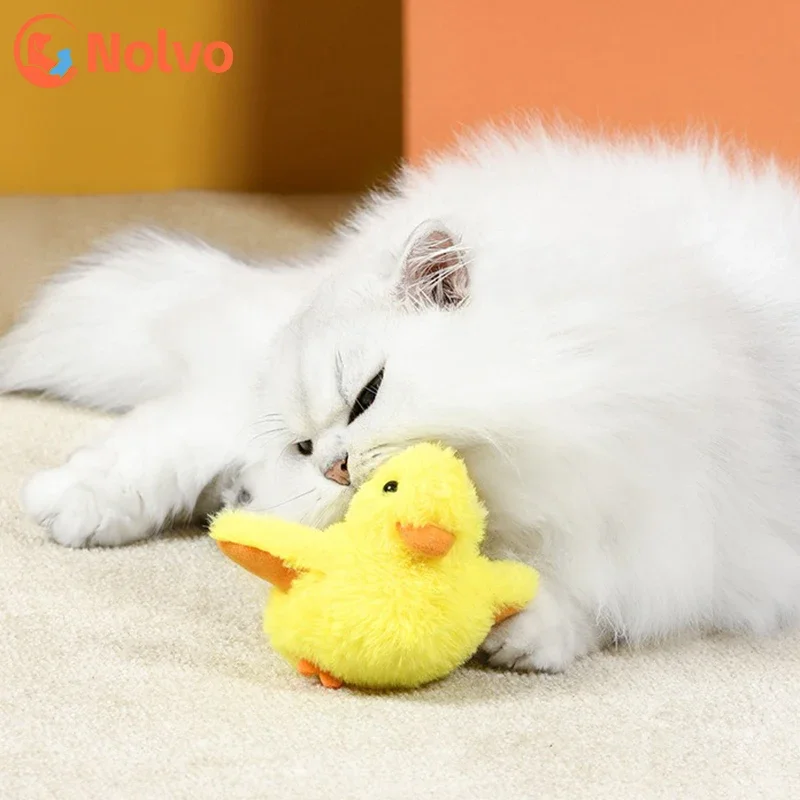 

Smart Automatic Electric Cat Toy Cute Plush Duck Toy for Kitten Self-hey Self-moving Kitten Toys New Washable Cat Supplies