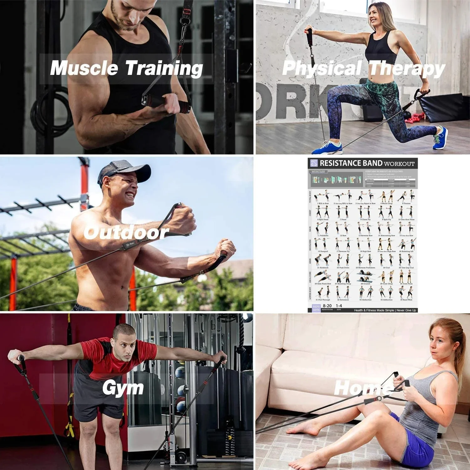 300lb Fitness Booty Resistance Elastic Band Workout Training Exercise Sport Gym Dumbbell Harness Set Expander Equipment Weight