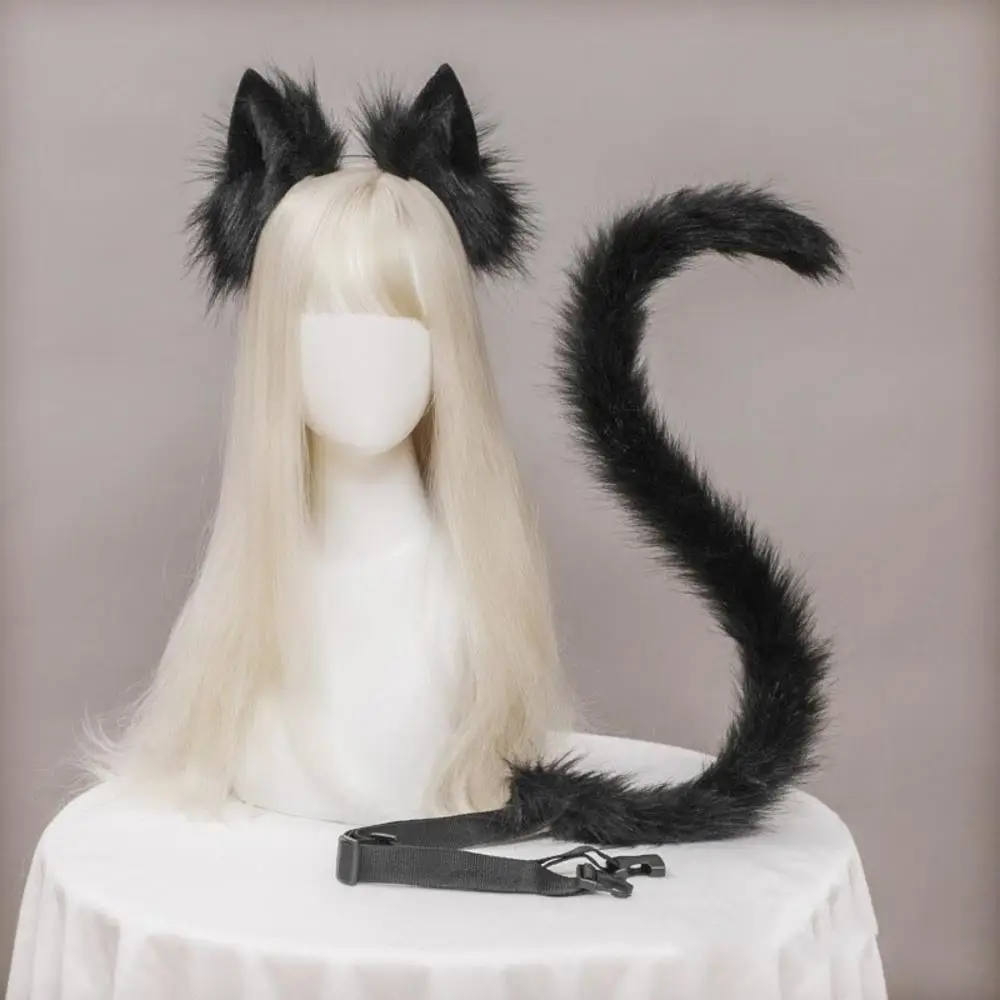 

Kawaii Plush Cat Ears Realistic Lolita Headband Cat Tail Cosplay Accessories Hand-made Simulation Animal Ears Halloween Headwear