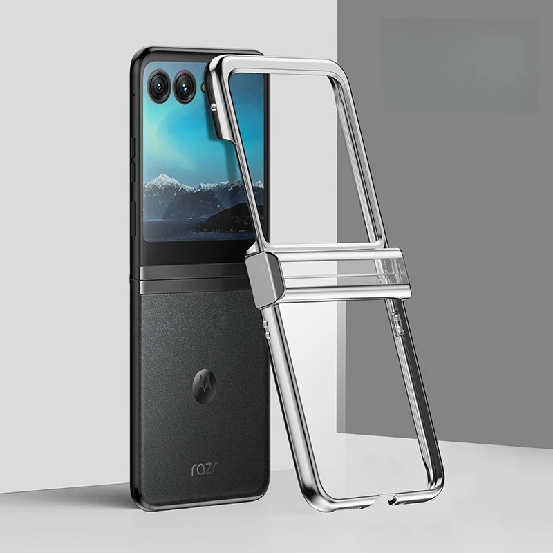 Luxury Transparent Plating Hard PC Flip Phone Case - Clear Shockproof Back Cover