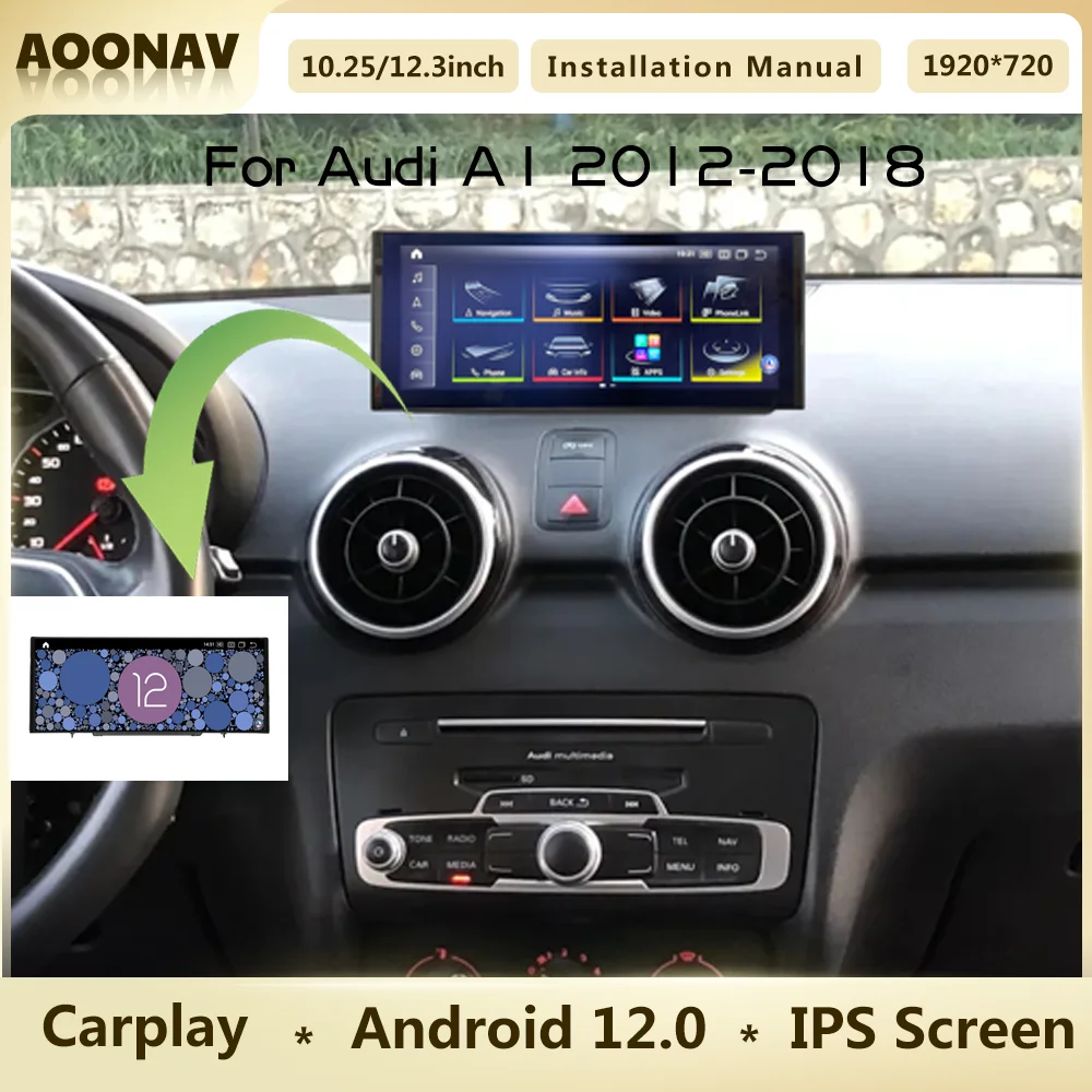 

Автомобильный радиоприемник 8 + 256 ГБ Snapdragon 662 Android 12 для Audi A1 2012 2013-2018 GPS навигация беспроводной Carplay 4G мультимедийный плеер