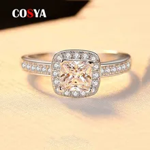 

COSYA 925 Sterling Silver Real 5*5mm Square Moissanite Diamond Rings For Women Wedding Party Fine Jewelry Valentine's Day Gifts