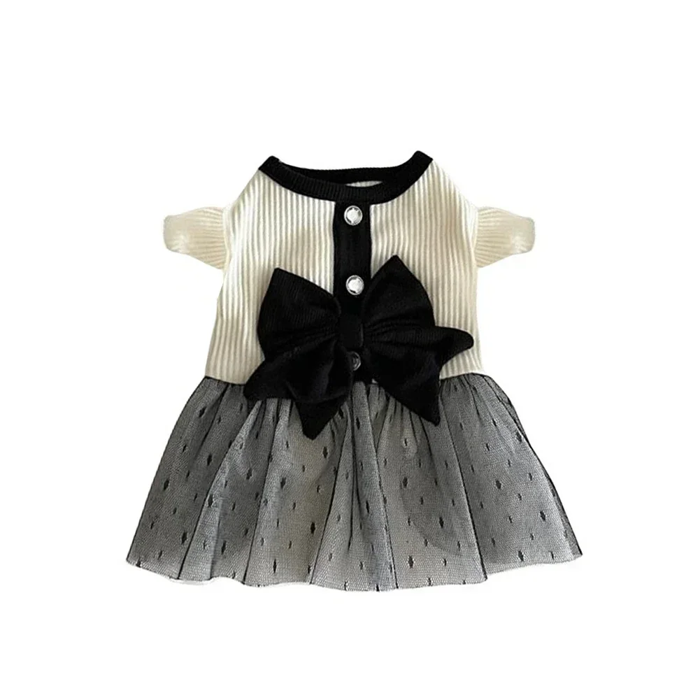 שמלת נסיכה לכלבים בגדים לכלבים קטנים חולצת חיות מחמד שחורה תחרה רטרו חצאית גור צ'יהואה בישון ילדות תחפושת כלבים