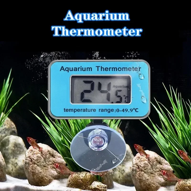 

Suction Temperature Aquarium With Fish LCD Control New Waterproof Thermometer Digital Tank Meter Submersible Cup