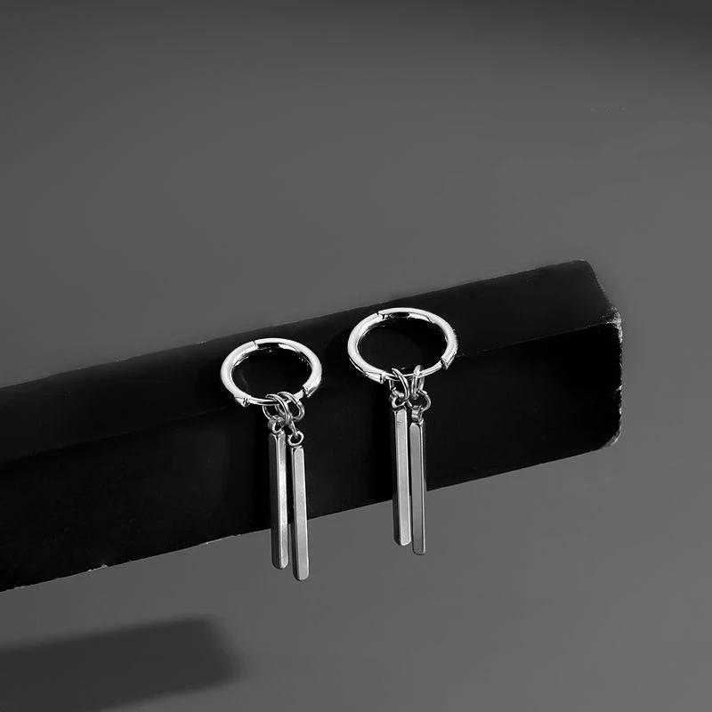 Korean Fashion Personality Long Pendant Earrings Men Women's Earrings Square Stick Cool Statement Earring Pendientes