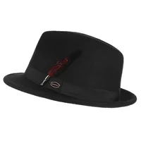 Man Classic Trilby Hats Felt Hat Vintage Fedora Hat with Metal Feather & Band Outdoor Church Party Cap Church Hats Black 1