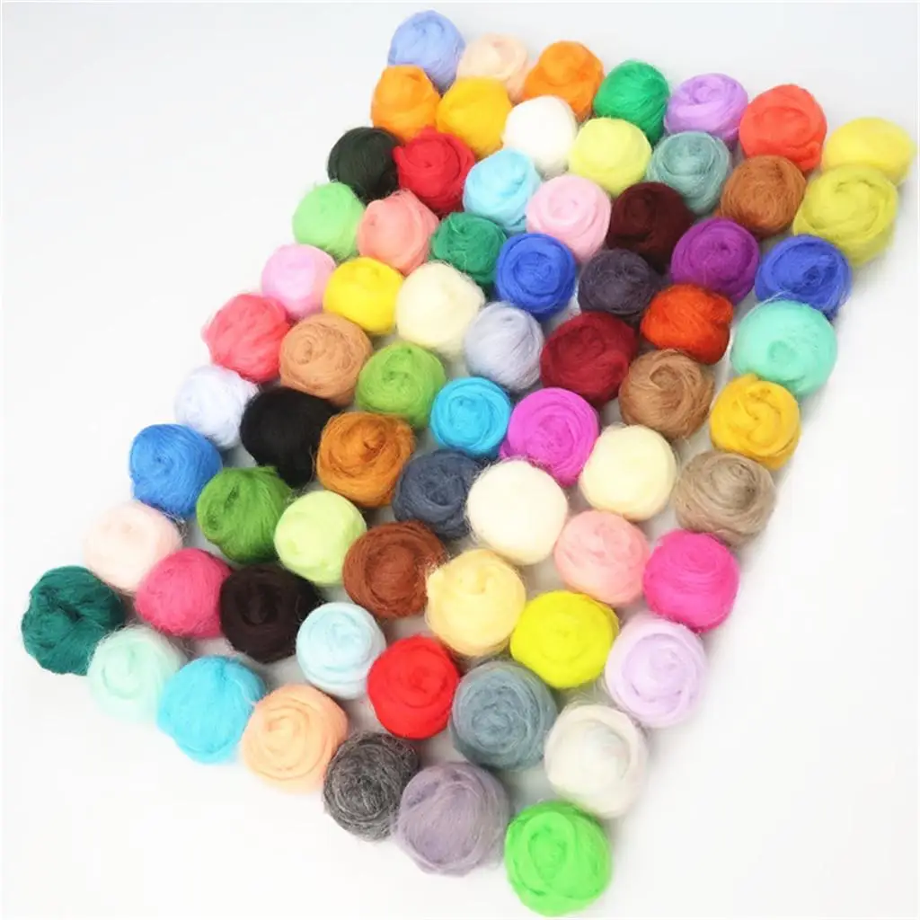 70Pcs/lot Handmade Needle Felting Wool Roving for 3D Dolls Toys Projects DIY