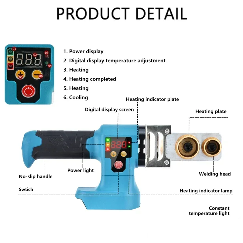 Cordless Pipe Welding Machine Rechargeable Hot Melt Machine PPR/PB Water Pipe Melter for Makita 18V Battery