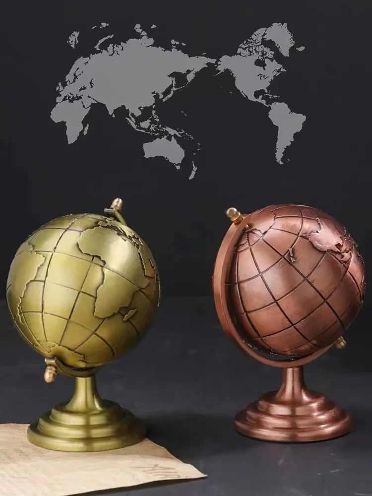 Vintage Globe Model Alloy Small World Globle Decoration Crafts Mini Educational Globe Of Earth Per Home Office Desk Decor Gift