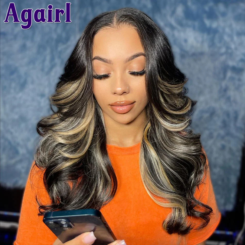 

200% Highlight Blonde Black 13x4 Ready To Go Glueless Body Wave Human Hair Wigs 13x6 Lace Frontal Wigs PrePlucked With Baby Hair