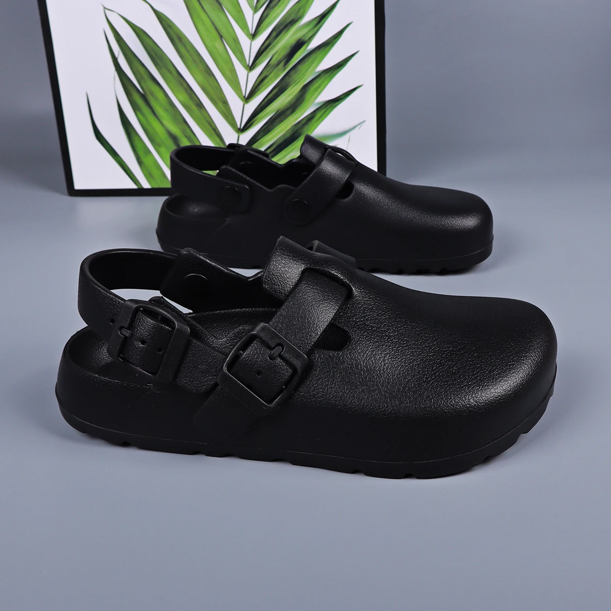 Women Designer Shoes Platform Heels Adjustable Buckle Waterproof Lightweight Chef Shoes Black Mule Clogs Casual Comfortable 6