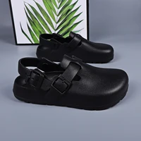 Chaussures de créateur pour femmes, talons à plateforme, boucle réglable, chaussures de Chef légères et imperméables, sabots mules noirs, décontractées et confortables 6