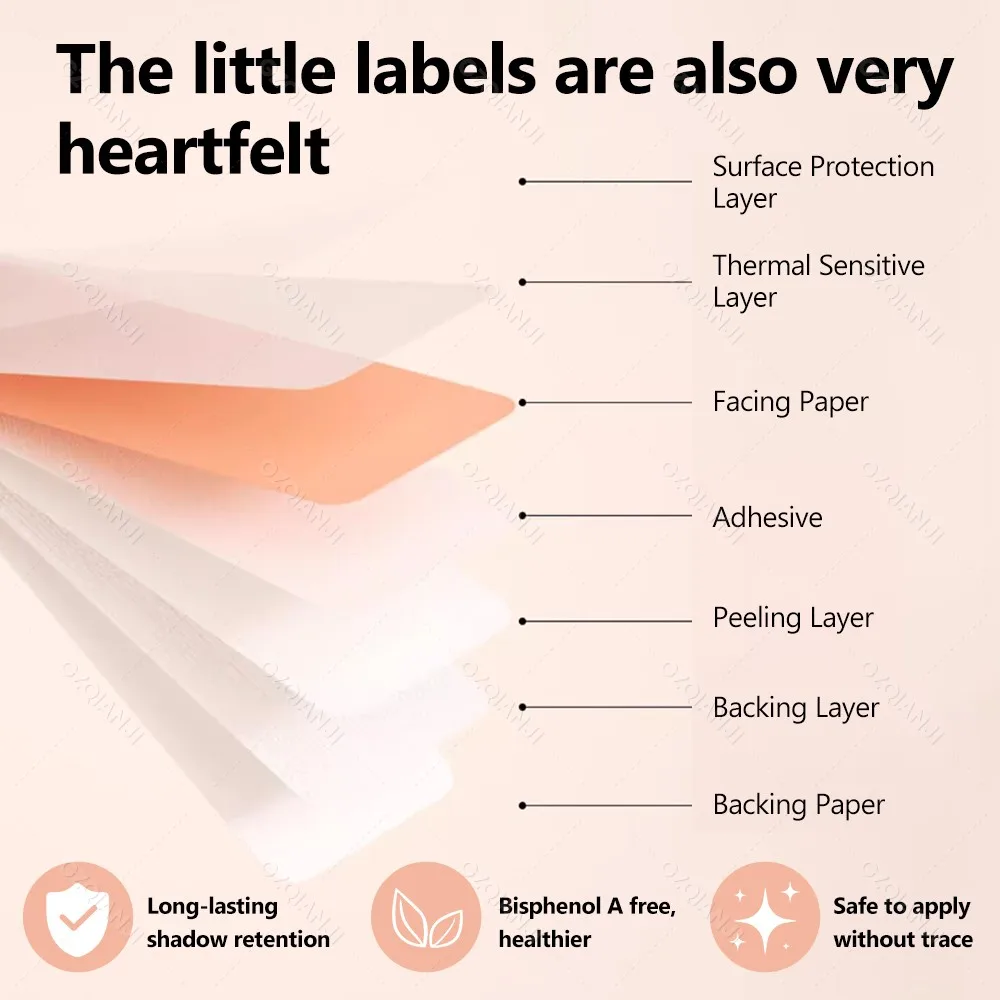 3Rolls HPRT Q2 Label Printer Paper Sticker Colorful Tape 12-15mm Waterproof as D110 Thermal Pure White Adhesive Paper for H11 Q2