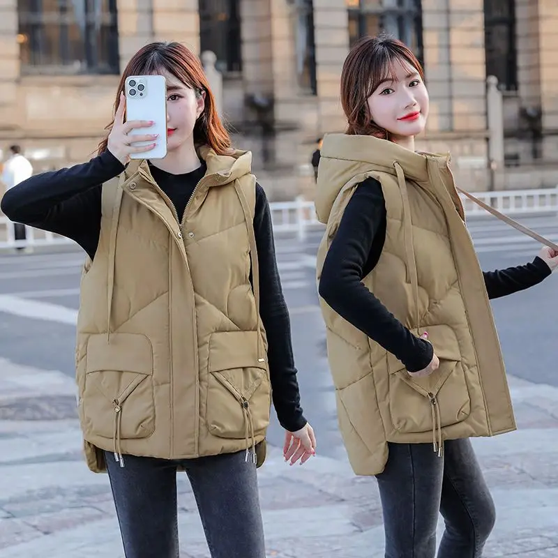 

Plus Size Winter Down Cotton Vest Women Casual All-match Sleeveless Jacket Short Warm Waistcoat Q417