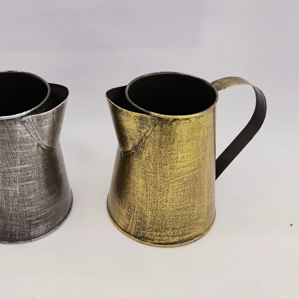 Unusual Iron Flower Pot Dried Bouquet Creative Holder Milk Jug Vase Vintage Ornaments 3