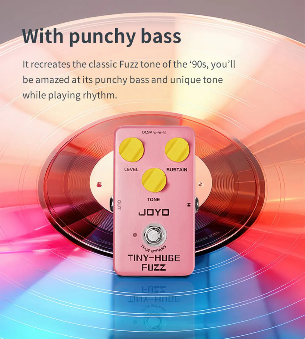 JF-26 TINY HUGE Fuzz Guitar Pedal Classical Vintage Fuzz Tone Bass & Long Sustai