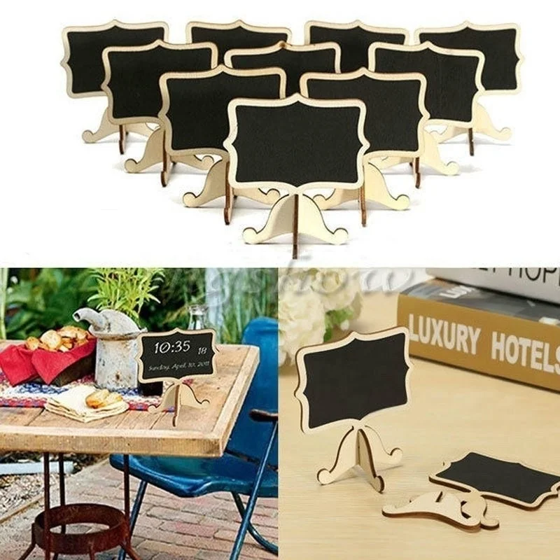 Mini Wooden Blackboard Chalkboard Message Wedding Party Label Table Decor 10pcs party decoration wooden name signs