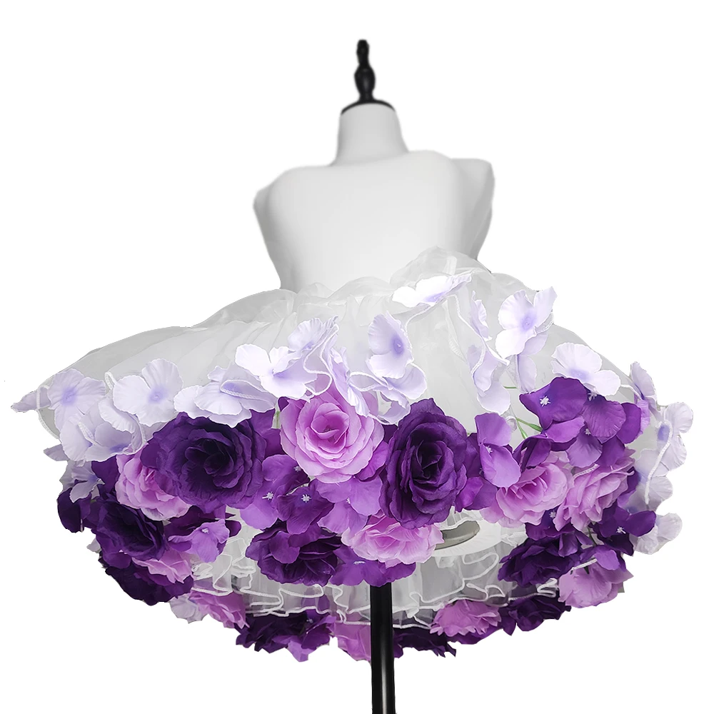 Handmade Colorful Flowers Petticoat Lolita Skirt Support Harvest Kawaii Short Dress Halloween Accessories Cute Girl Korea Japan petticoat skirt petticoat underskirt lolita petticoat flower girl underskirt