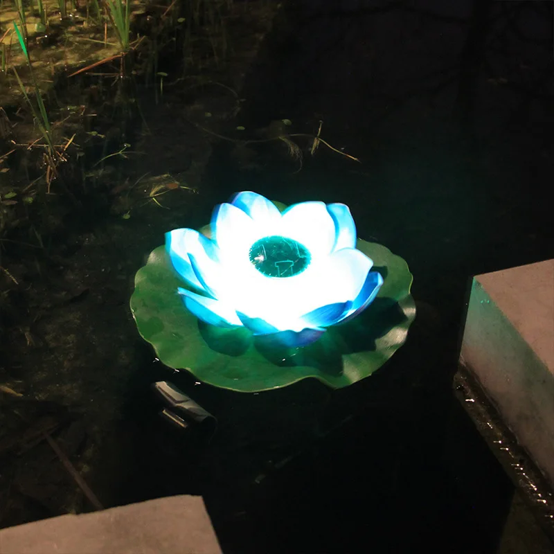 LED Energy Saving Lotus Lamp Garden Pool Pond Fountain Decoration Solar Light Outdoor Artifical Floating Lotus Solar Power Light electricity saving shrimp pond surface aerator floating fish farming aerator