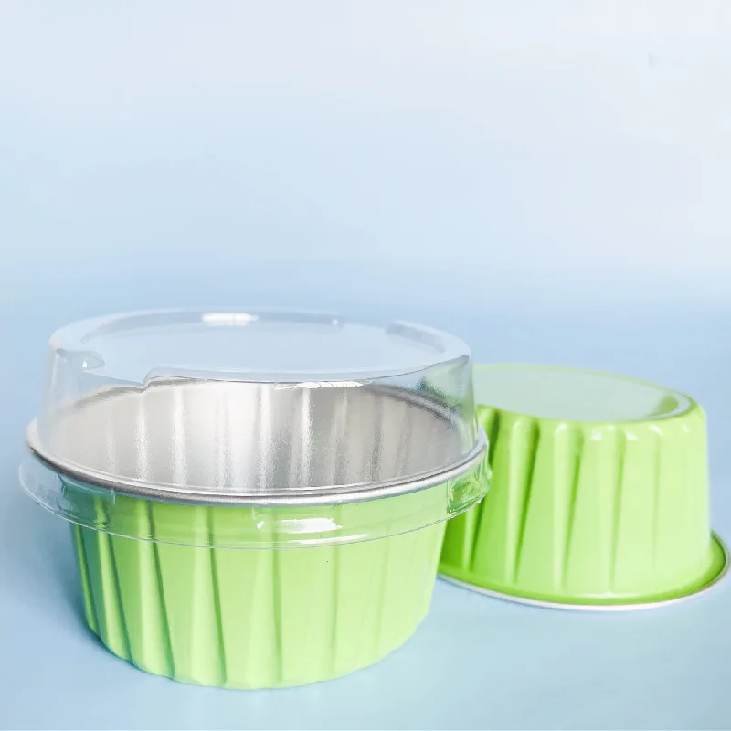 AYSUM 200 Pack Aluminum Foil Baking Cups - 5oz Disposable Ramekins With Lids For Cupcakes & Desserts