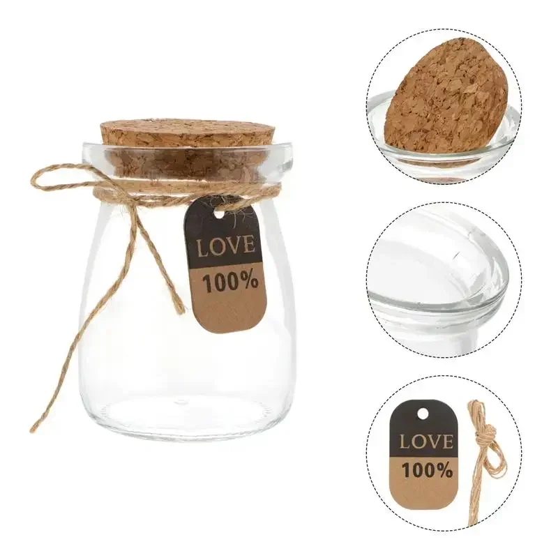 1pc Heat Resistant Milk Glass Bottles Sand Painting Bottle Wood Lid Yogurt Bottles DIY Dessert Orgabizer Kitchen Storage 3