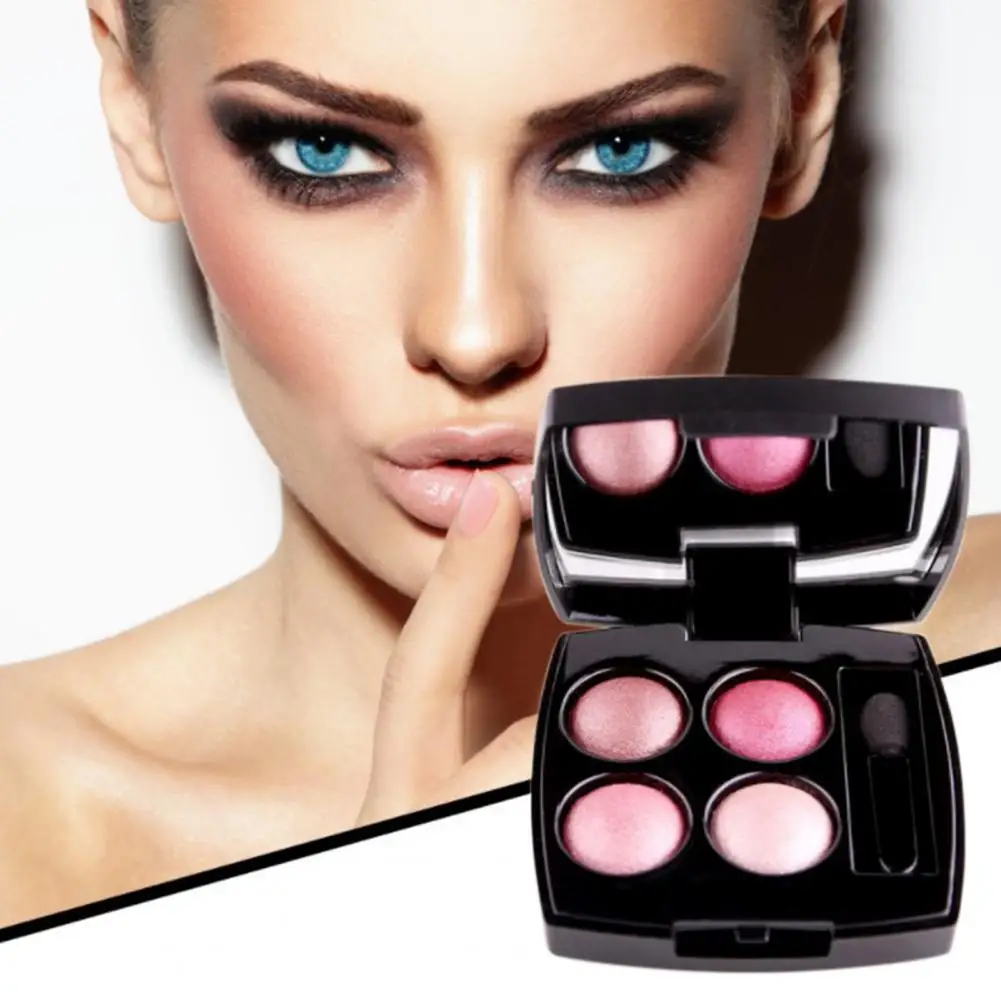 Multicolor Pearlescent 4 Colors Eye Shadow Plate Portable Cosmetic Eyeshadow Palette for Girl