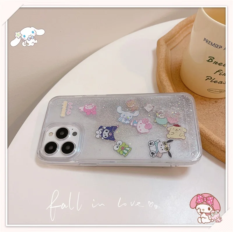Japan Kitty Melody Pochacco Liquid Quicksand Case For iPhone