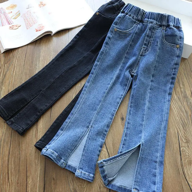 2022 Primavera Autunno Ragazze Moda Flare Jeans Pantalone Bambino Bambini Pantaloni In Denim