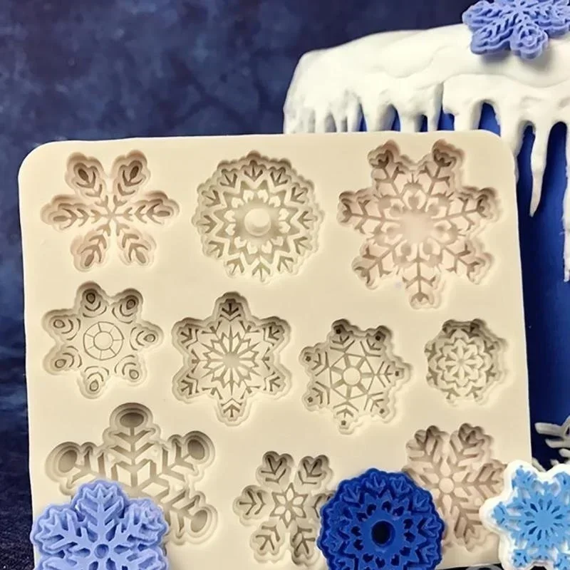 New Creative Handmade Molds Christmas DIY Bake Snowflake Mold Cookie Cake Silicone Bakeware Tools Cake Decoration Accessories