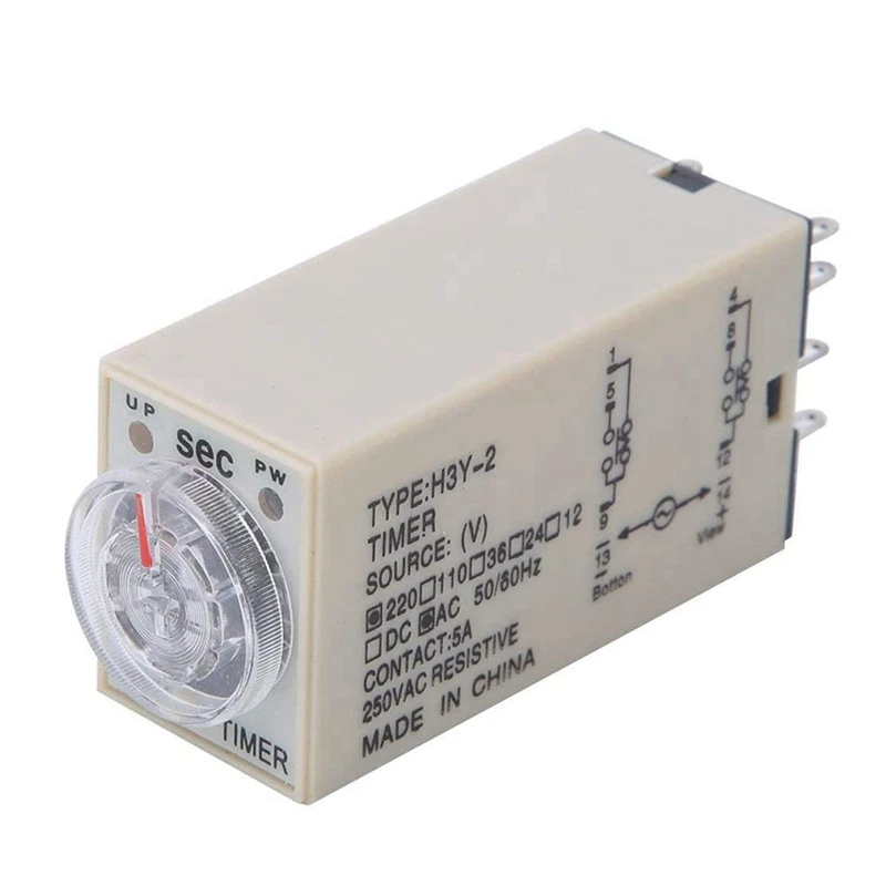 

10X 10S Delay Timer Time Relay H3Y-2 AC 220V 8 PIN Adjusting Knob Control Timing Relay For Household Electrical Systems