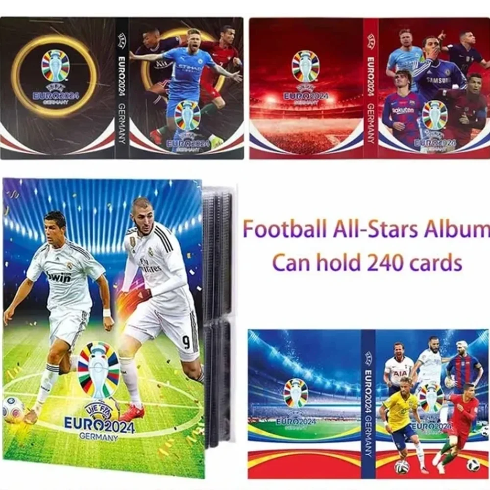 카드 앨범 메시 C 호날두 3D 축구 올스타 북 맵, 유럽 컵 바인더 노트북 보호 책자, 카드 보관, 240 개