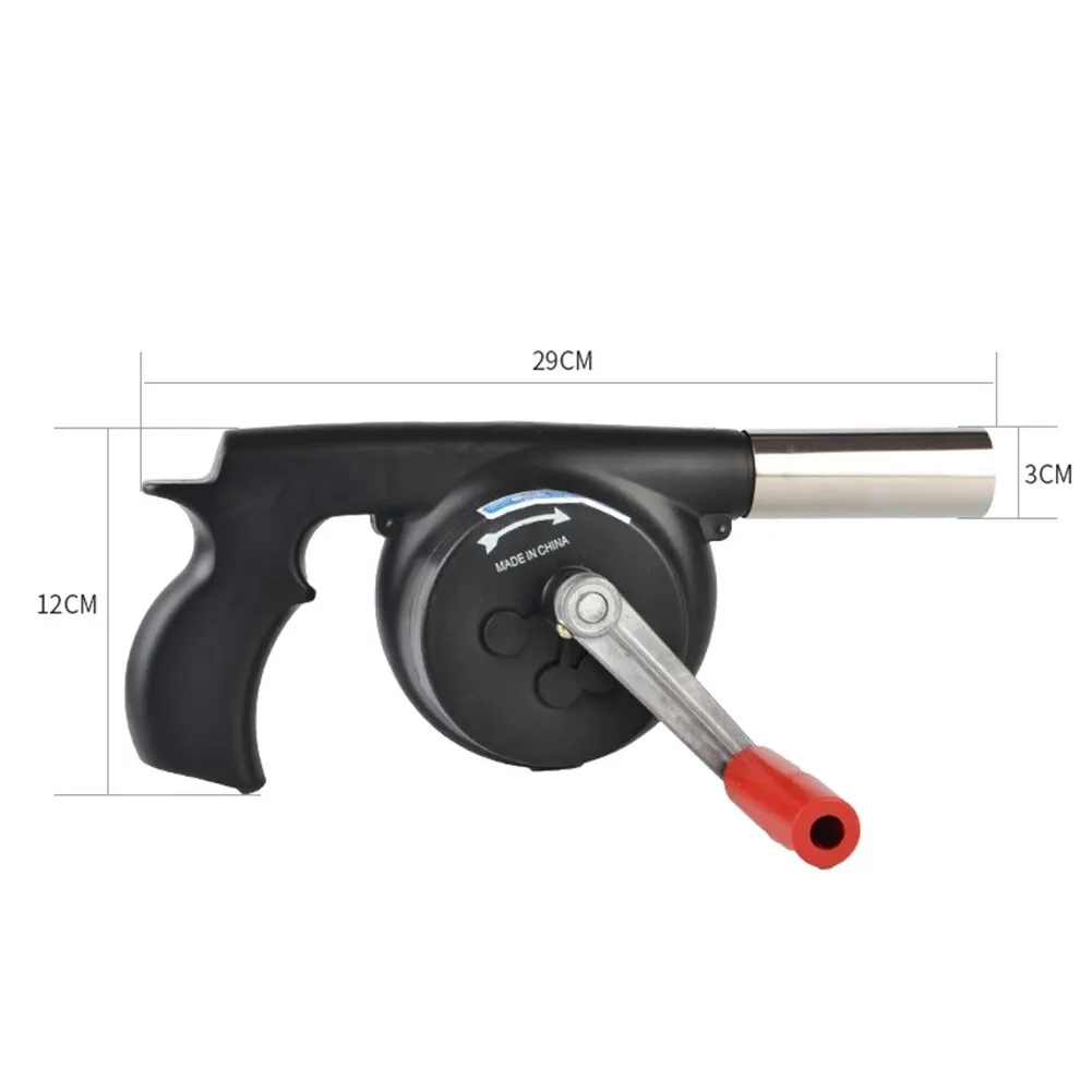 Portable Fan Air Blower Outdoor Cooking BBQ Handheld Barbecue Air Blower Manual Barbecue Hair Dryer Hand Crank Heated Insulation