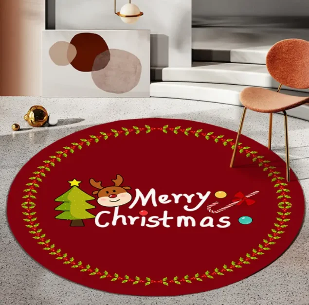 Large Christmas Tree Decoration Mat - Washable Anti-Slip Circular Carpet for New Year Atmosphere