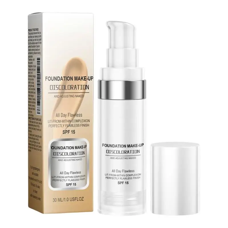 30ml Color Changing Foundation Full Coverage SPF15 Matte Concealer Makeup Base Hydrating