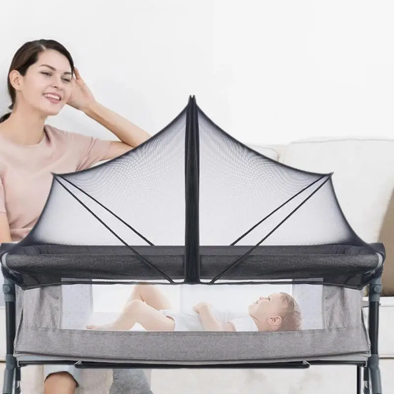 Crib Netting Mesh Portable Bassinet Cover Mos-quito Net Cover For Playard Cradle Co-Sleeping Travel Camping Outdoor Naps