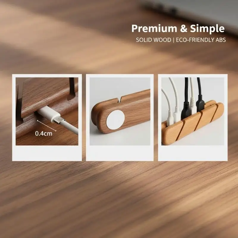 단단한 나무 케이블 정리함 현대적인 데스크탑 보관함 데이터 케이블 및 헤드폰 관리 사무실 책상 설치에 적합