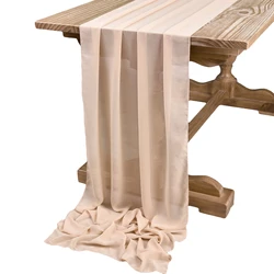 Sage Green Chiffon Table Runner - Elegant Sheer Vintage Decor for Weddings, Holidays, and Celebrations (Beige)