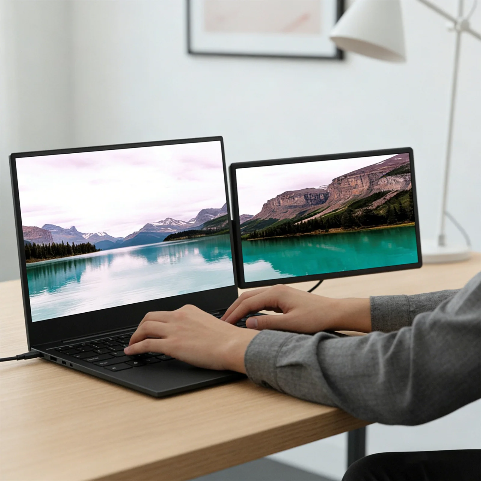 13.3인치 접이식 게이밍 모니터 패널 플러그 앤 플레이 회전식 확장 스크린 USB-C/HDMI 호환 노트북 액세서리