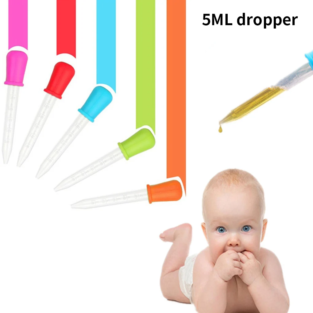 6/10pcs 5 ml Droppers Plastic Silicone Baby Pipettes Devices Infant Droppers Feeders Pipette Dropper For School Lab Supplies