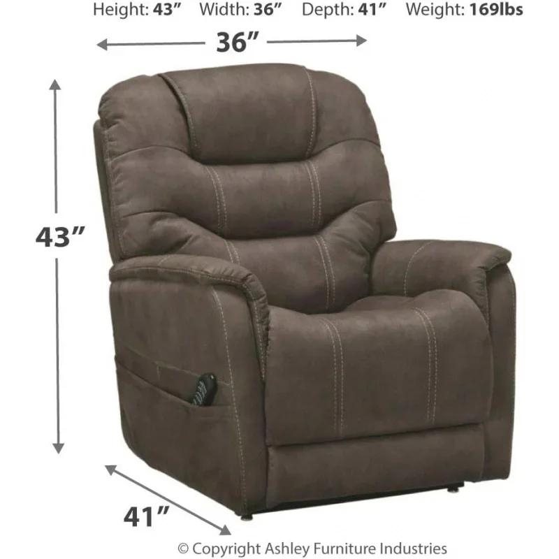 by Ashley Ballister Contemporary Power Lift Recliner, Brown