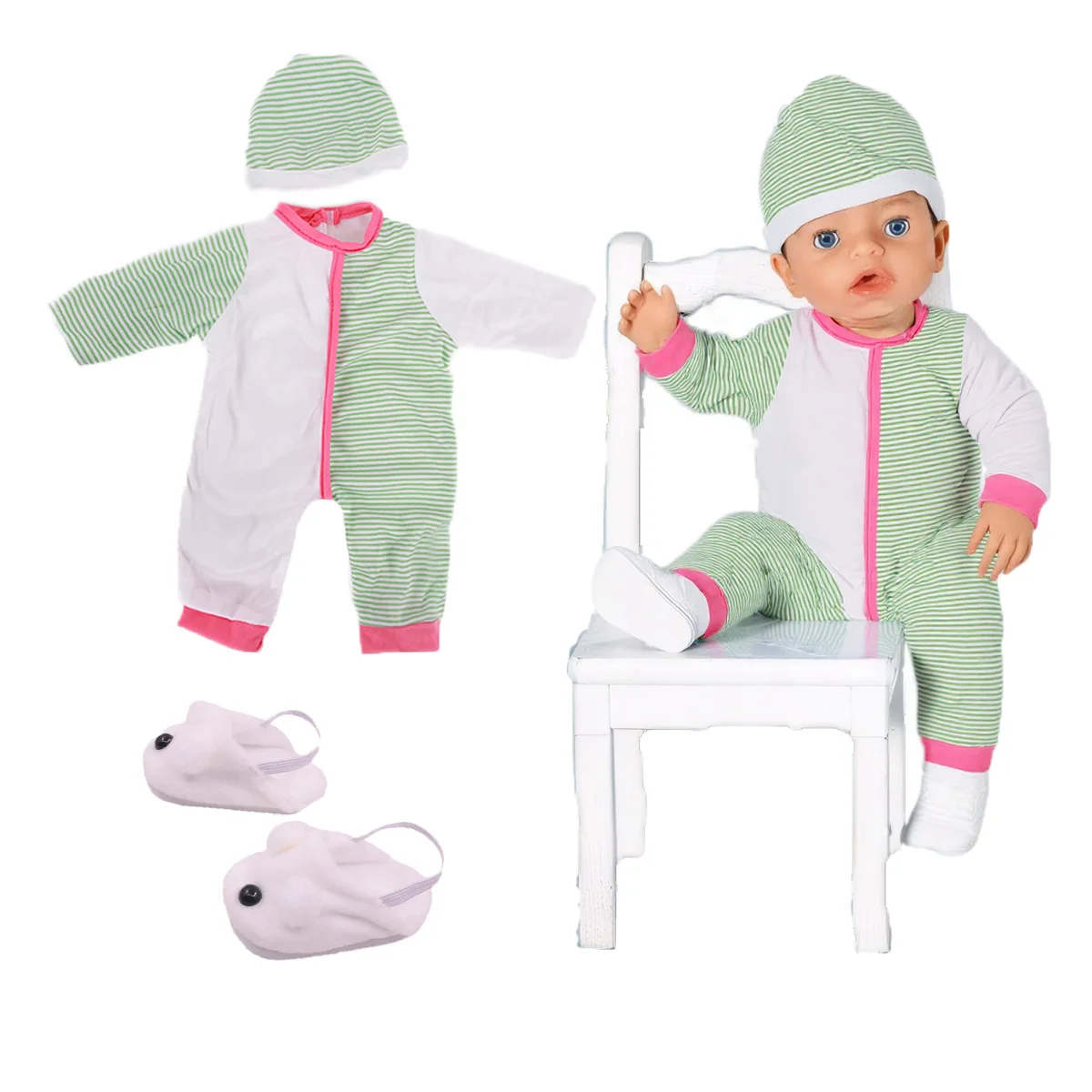 Puppenpyjamas und Schuhe für 18 Zoll (43 cm) American Girl Puppen, Baby-Puppenkleidung, Zubehör, Our Generation 42 cm, Nenuco – Detail 10