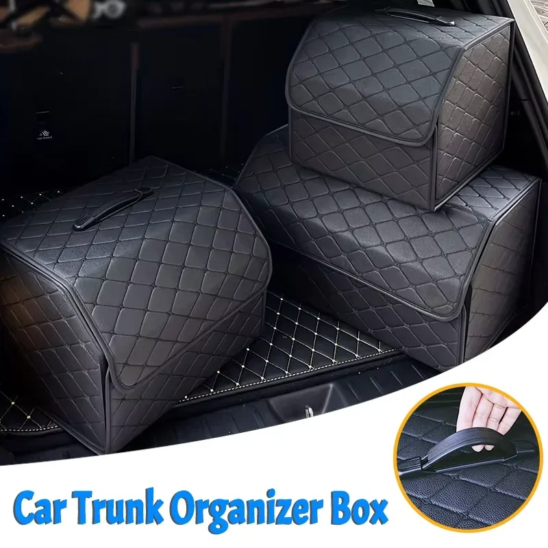 Car Trunk Organizer Box Large Capacity Auto Multiuse Tools Storage Bag Stowing Tidying Leather Folding For Emergency Storage Box