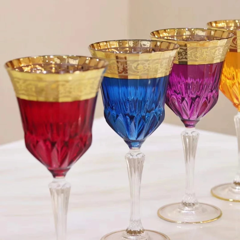 24K Gold Crystal Whiskey Glass, Red Wine Glass, Champagne Colorful Vodka Cups, Luxury Home Bar Party Drinking CZ