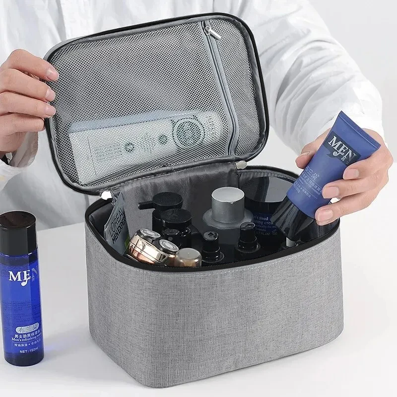 Toiletry Bag 1pc Business Trip Men's Double Layer Large Capacity Cosmetic Bag Oxford Cloth Storage Portable Handbag
