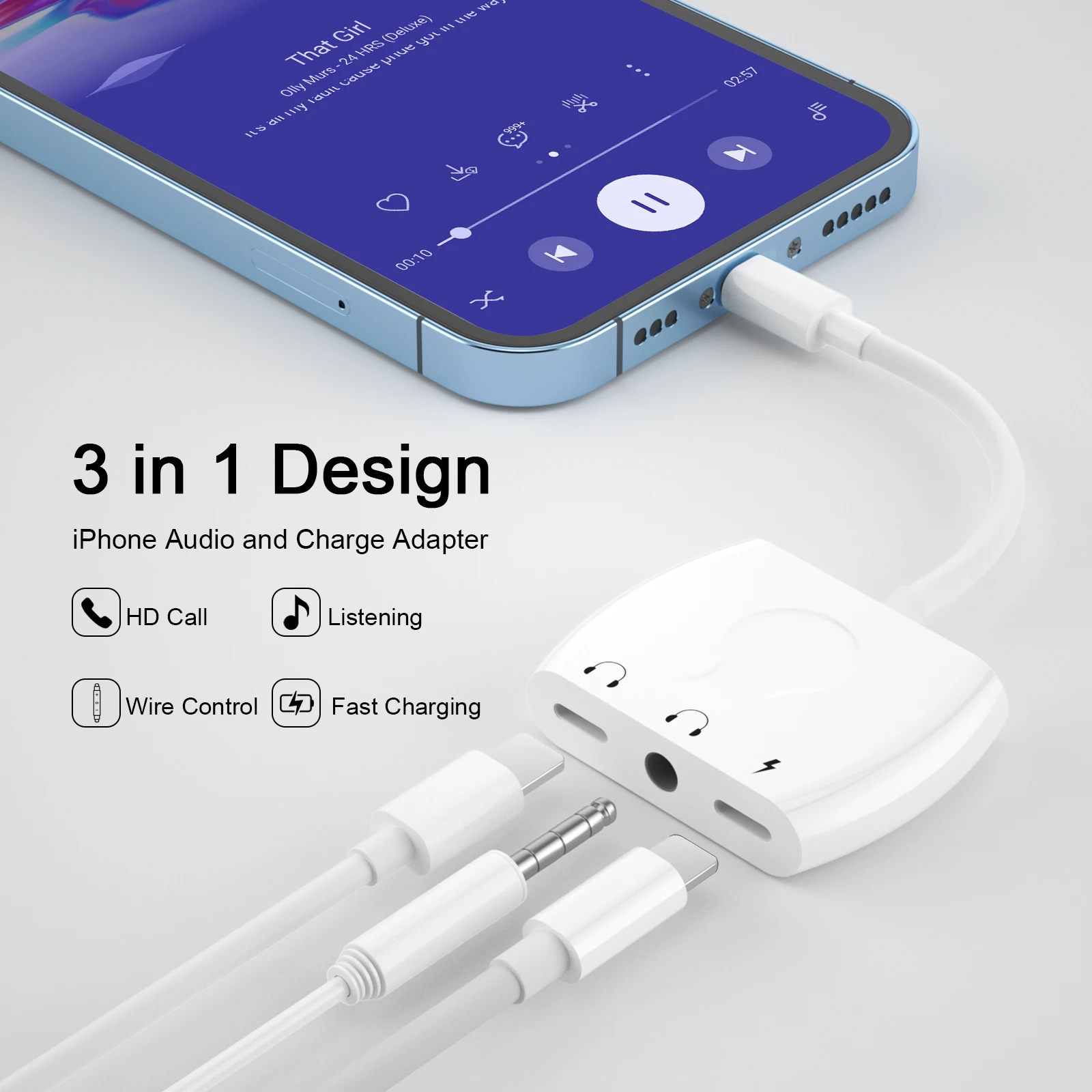 charger lightning earphones to aux Lightning Adapter Connecting Pair Headphones Lightning Iphone