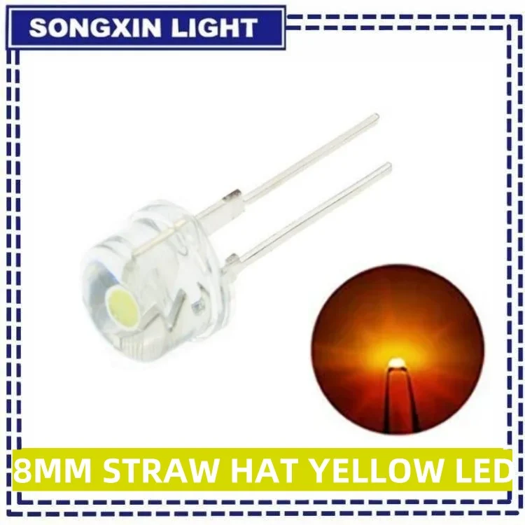 10PCS F8 8MM Weiß Blau Grün Rot Gelb LED Super Helle Strohhut Leuchtdiode Hervorgehoben Weiß 0,5W Astigmatismus – Detail 11